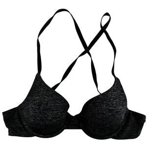 Victoria's Secret Uplift Semi Demi Push-Up Bra Cross Strap Underwired Black 32A